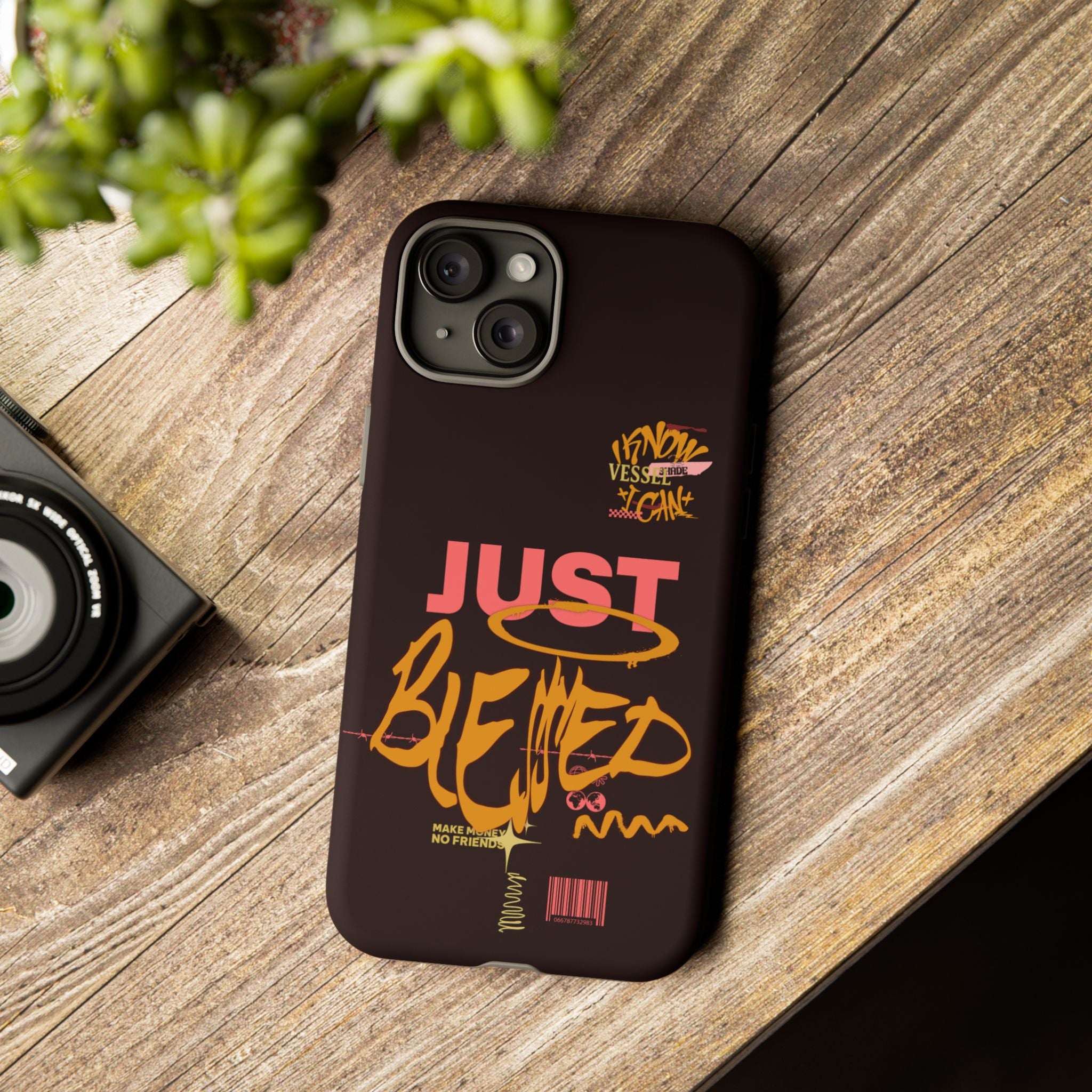 Phone Case — "Just Blessed" Bold Typographic Black Protective Case