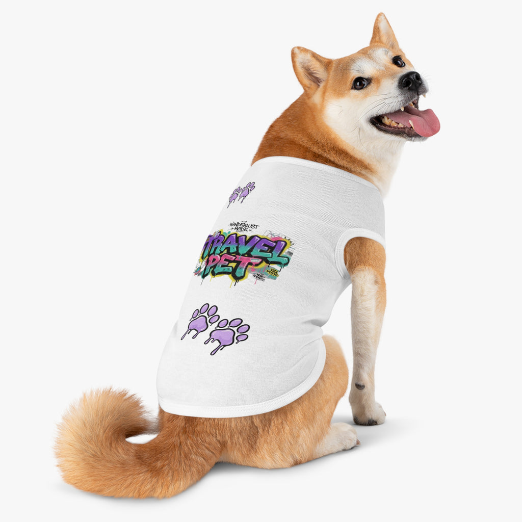 Graffiti Paw Print Travel Pet Tank Top — Trendy Street-Style Dog Shirt Matching Human Shirt