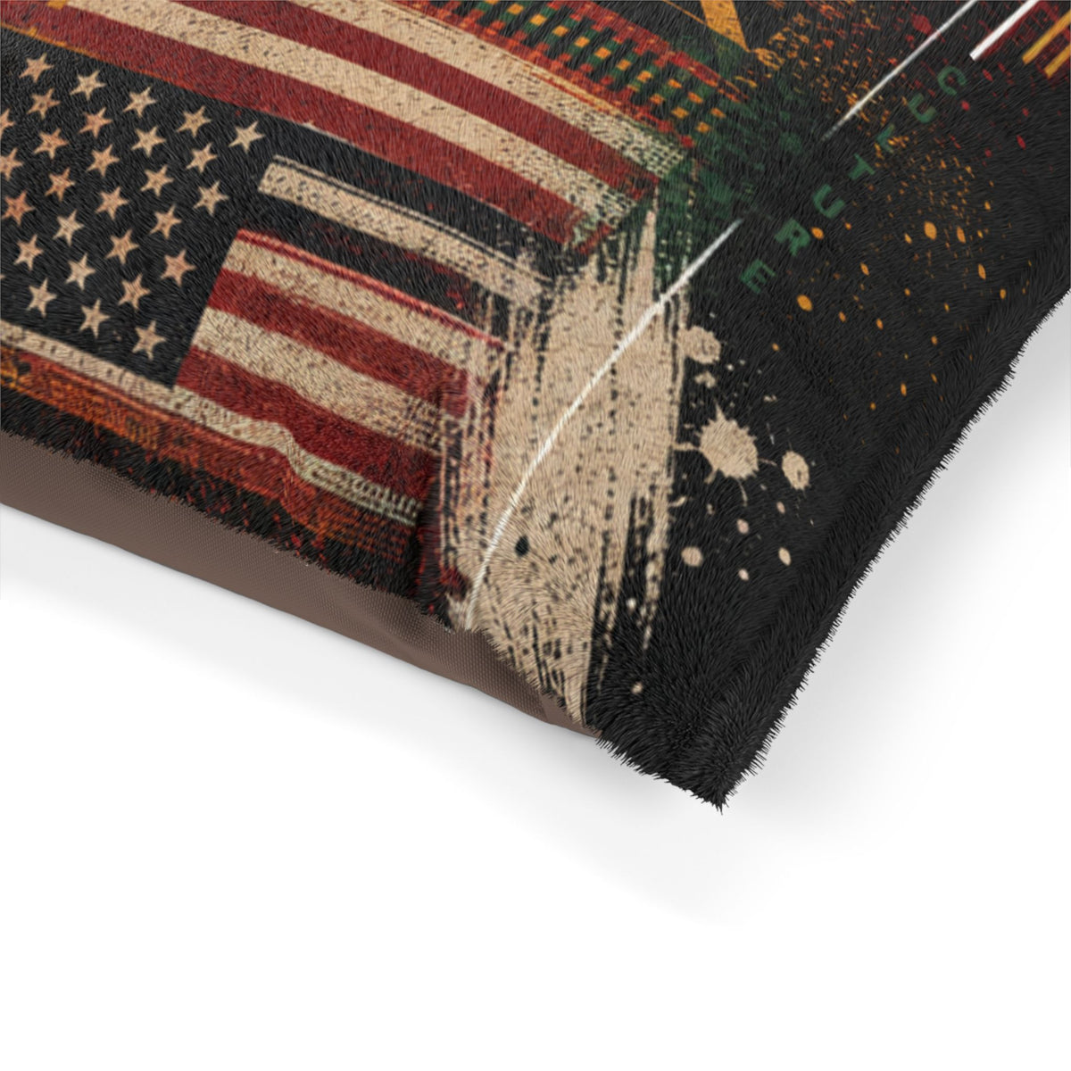 Kente Inspired and USA flag pattern Pet Bed — Colorful Geometric Afrocentric Dog & Cat Cushion