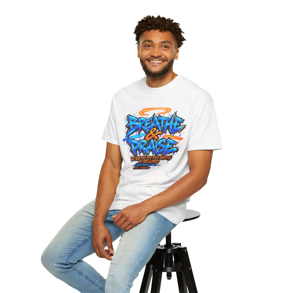 Breathe & Praise T-Shirt — Psalm 150:6 Graffiti Christian Tee