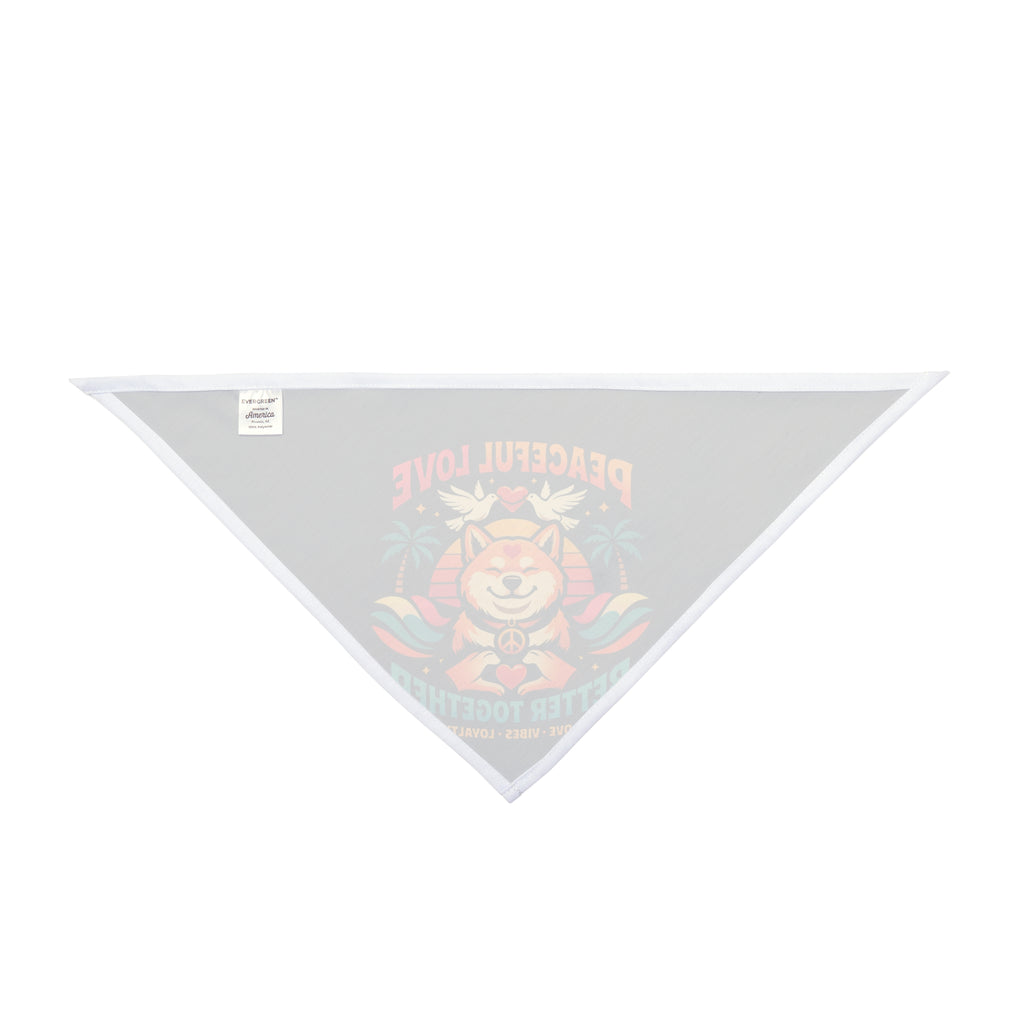 Pet Bandana — "Peaceful Love" Retro Shiba Inu Bandana for Dogs & Cats