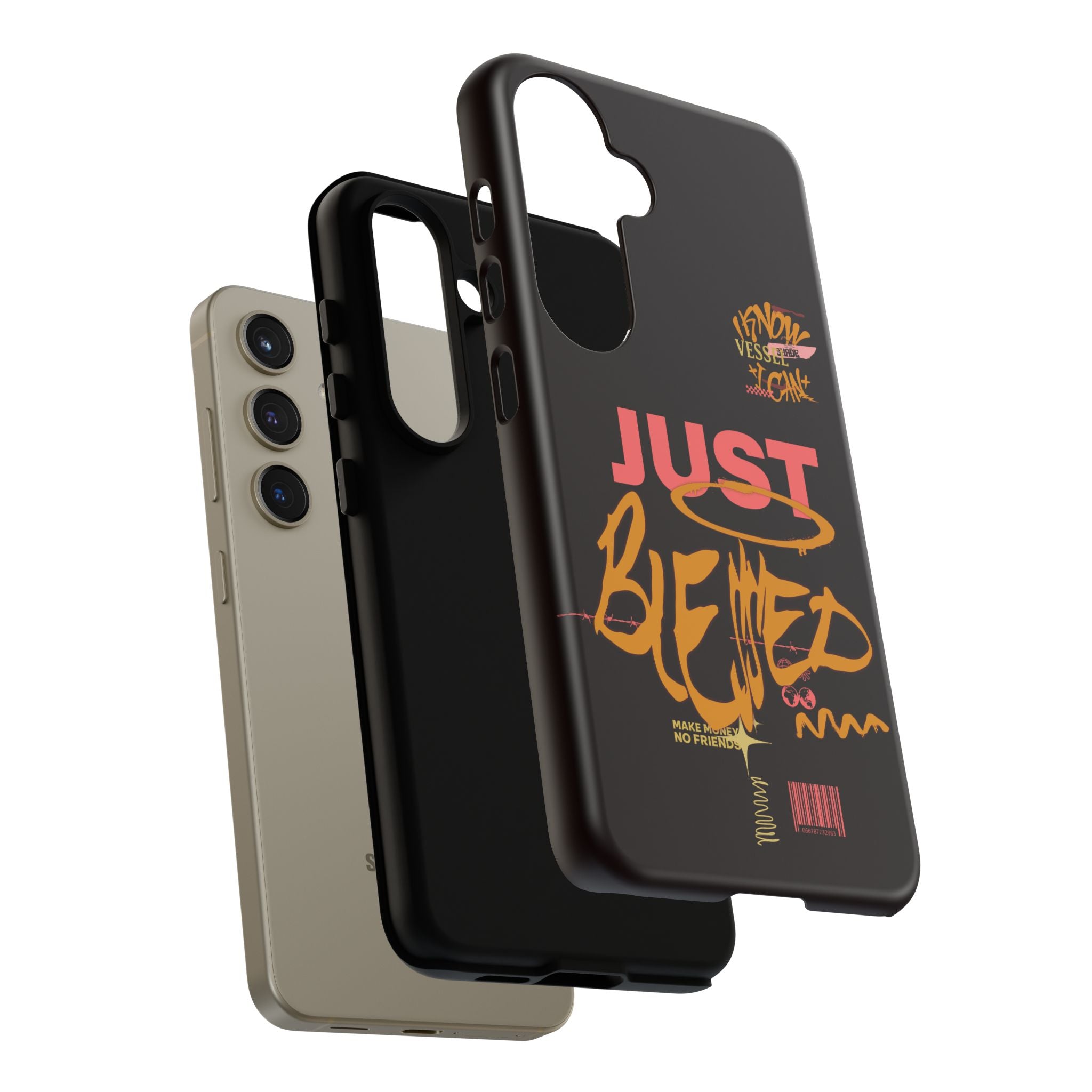 Phone Case — "Just Blessed" Bold Typographic Black Protective Case