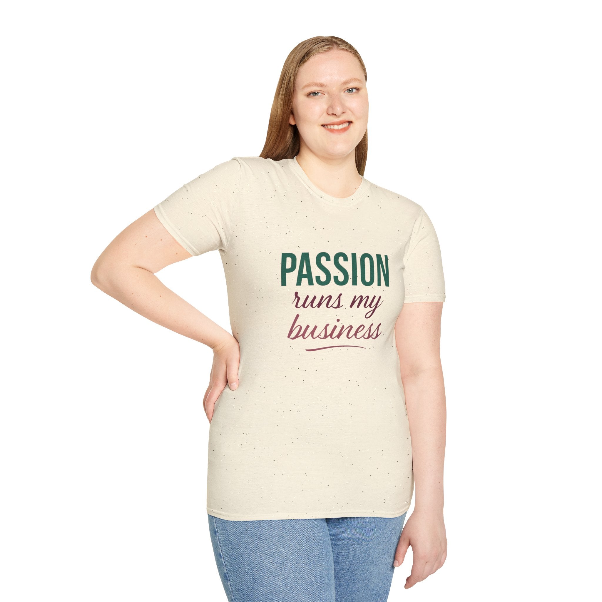 Motivational Passion Runs My Business Unisex T-Shirt with Scripture Back Design