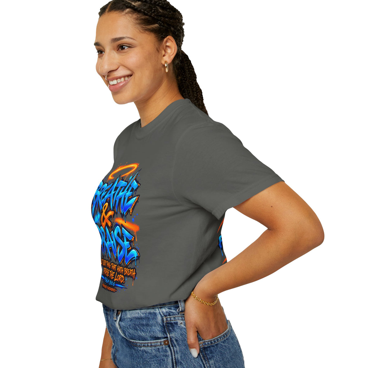 Breathe & Praise T-Shirt — Psalm 150:6 Graffiti Christian Tee