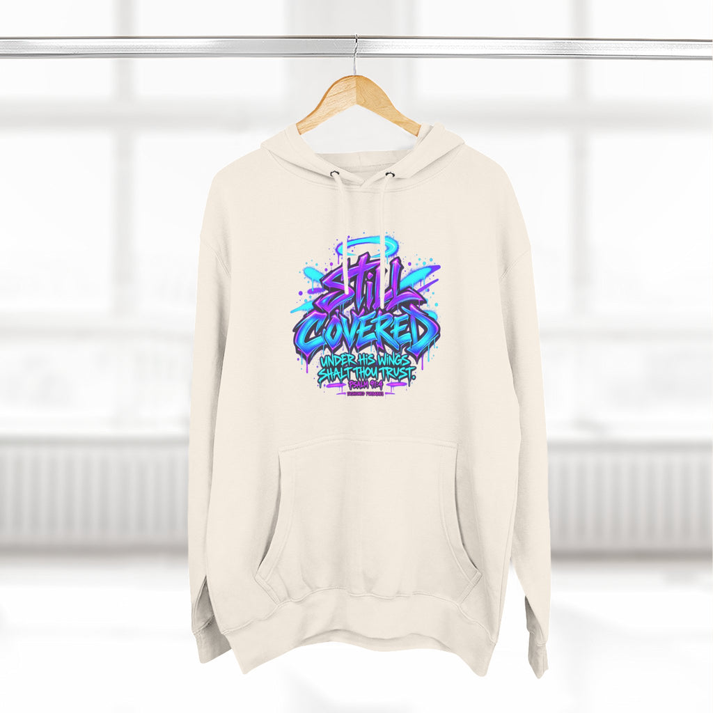 Christian Hoodie — "He Shall Cover Thee" Psalm 91:4 Graphic Fleece Hoodie