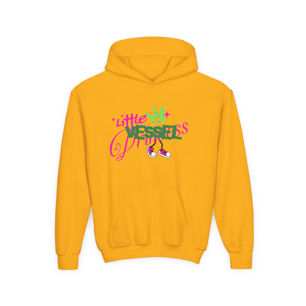 Youth Hoodie — “Little Vessels” Princess Christian Kids Sweatshirt (Mark 9:23, All Things Possible)
