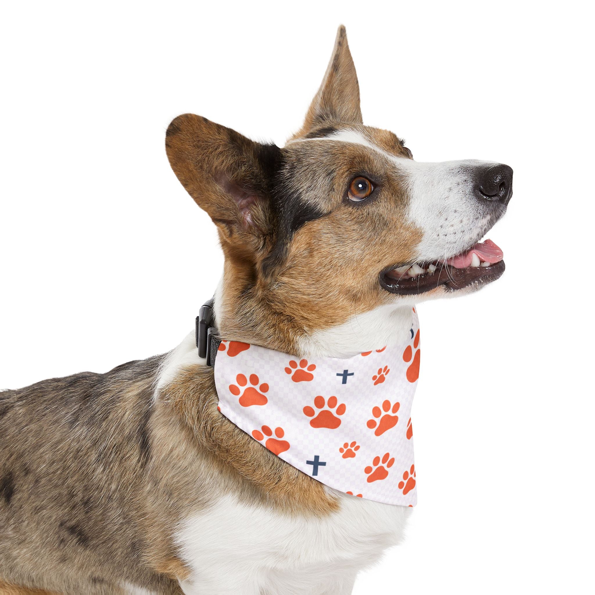 Orange Paw Print Pet Bandana Collar – Cute Dog & Cat Accessory, Matching Human Apparel Available