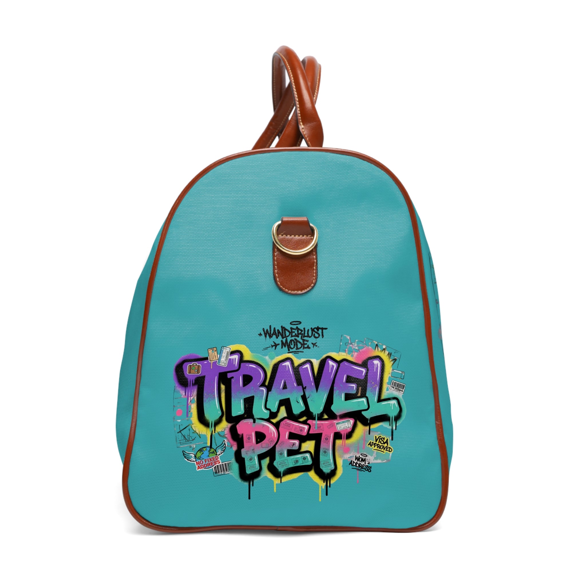 Graffiti 'Travel, Pet, Repeat' Waterproof Travel Bag