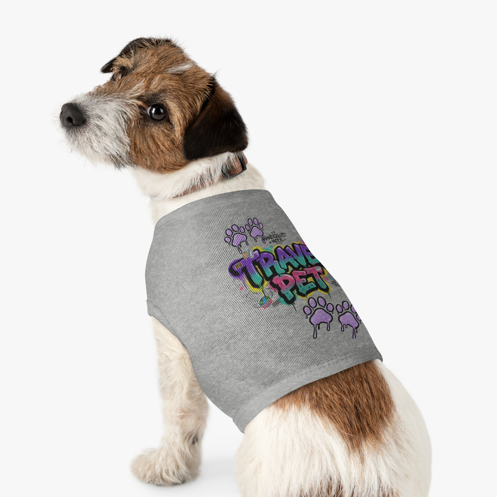 Graffiti Paw Print Travel Pet Tank Top — Trendy Street-Style Dog Shirt Matching Human Shirt