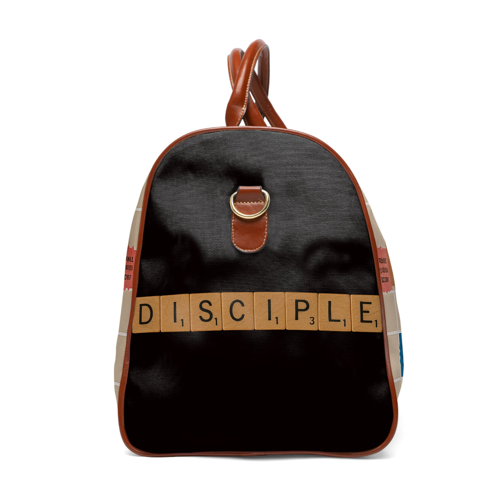 Revelation 12:11 Scrabble-Style Waterproof Travel Bag