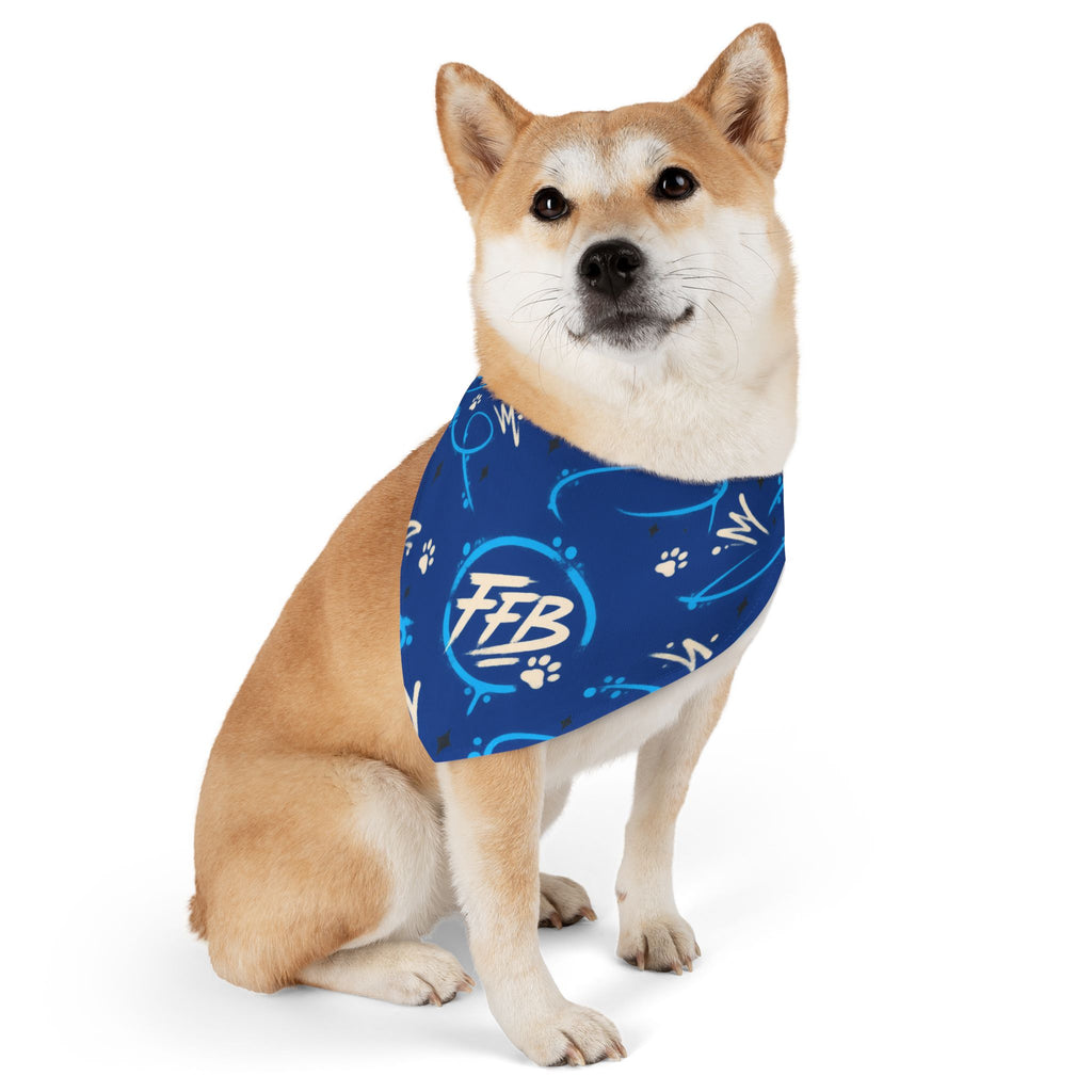 Bandana Collar — Blue Paw Print Pattern with "FFB" Logo