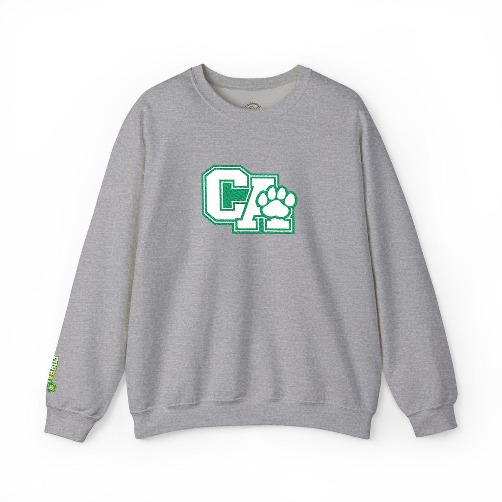 California Crewneck Sweatshirt — Green Vintage 'CA' Paw Logo