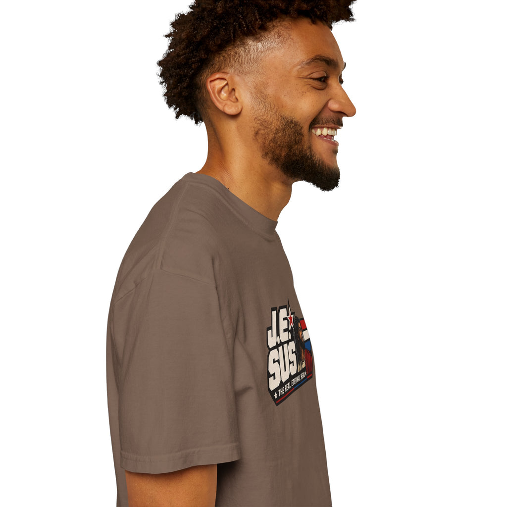 Jesus Retro Graphic T-Shirt — “J.E.SUS The Real Eternal Hero” Christian Vintage Tee