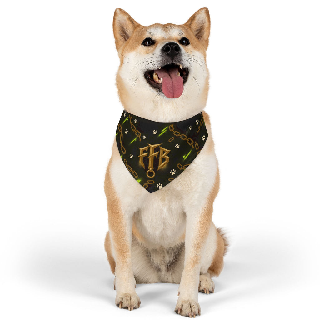 Gold Chain 'FTB' Pet Bandana Collar – Luxury Collar Accessory for Dogs & Cats
