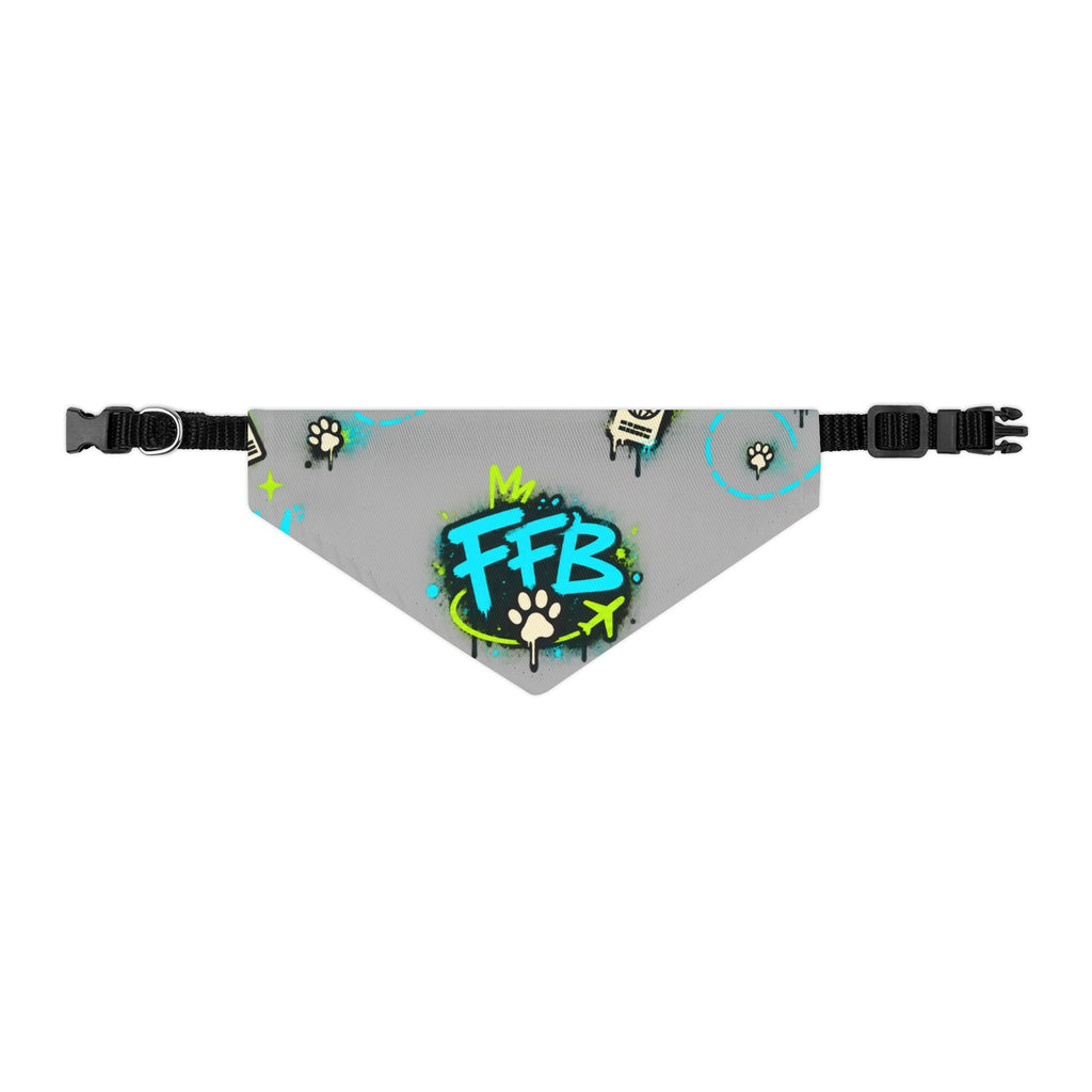 Graffiti 'FFB' Pet Bandana Collar – Neon Paw Print Dog Bandana