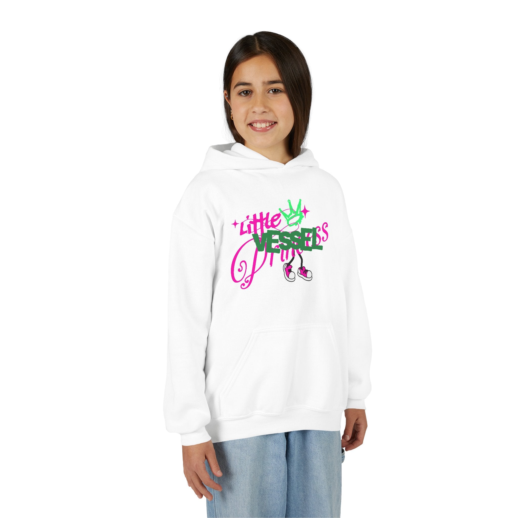 Youth Hoodie — “Little Vessels” Princess Christian Kids Sweatshirt (Mark 9:23, All Things Possible)