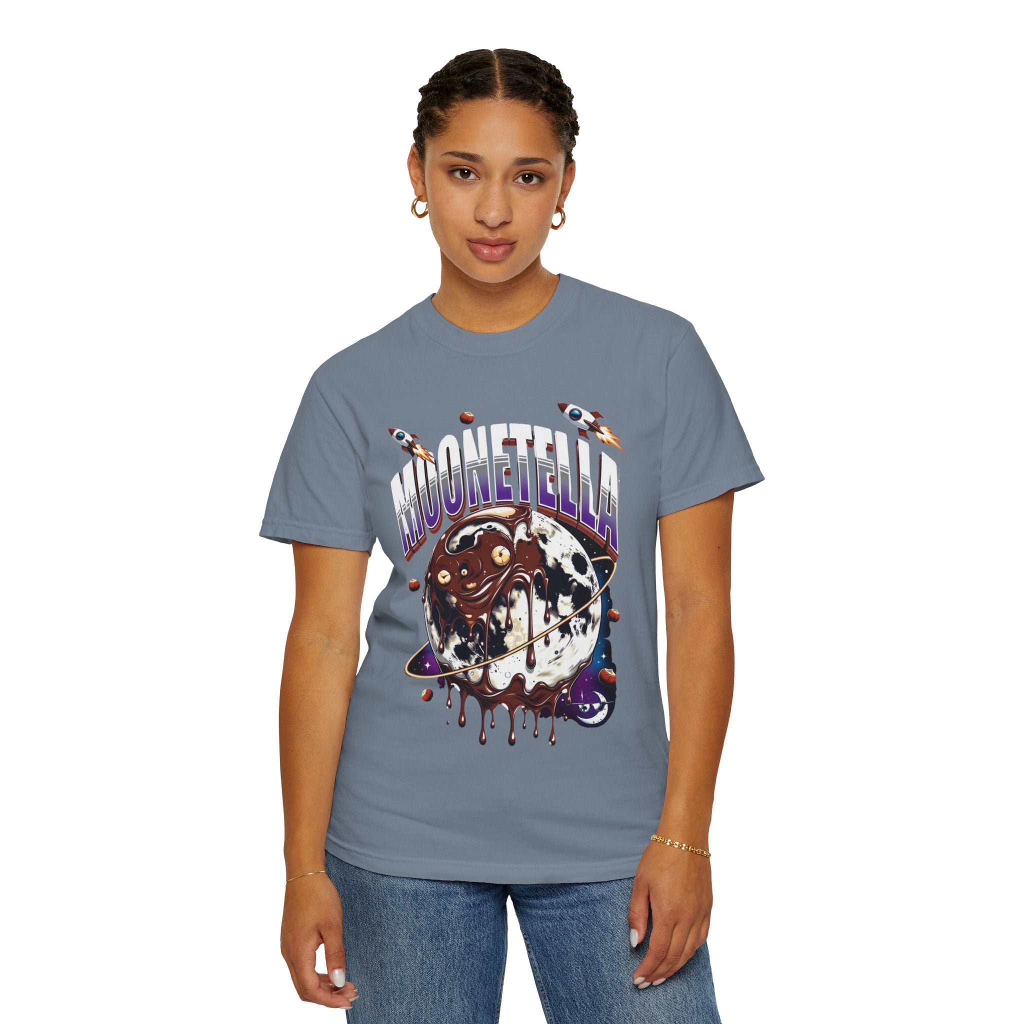 Moonetella T-Shirt — Retro Space Chocolate Moon Graphic Tee (Artemis II Mission Tribute)