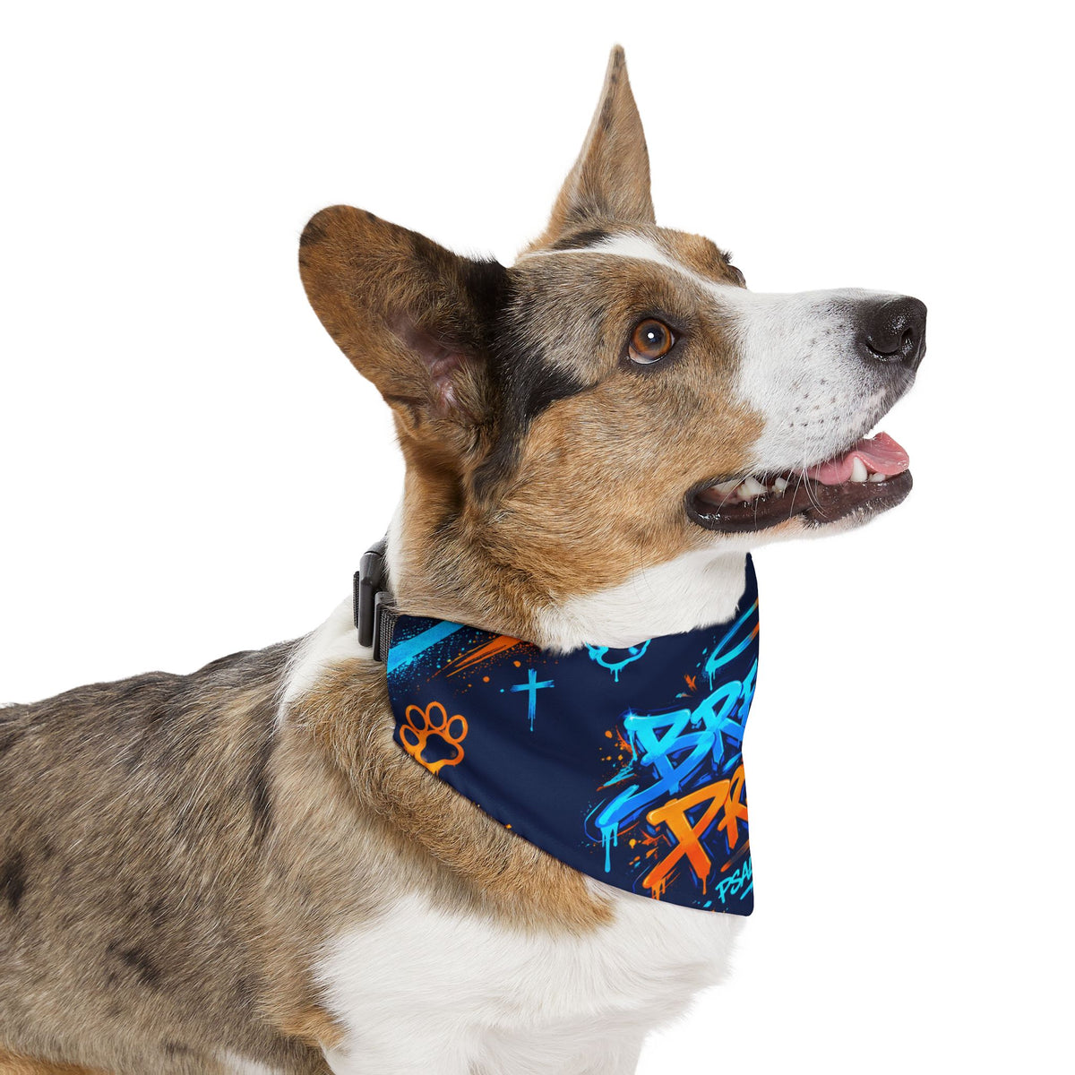 Pet Bandana — “Breathe & Praise” Blue Soundwave Collar Bandana