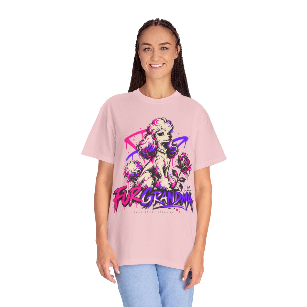 Poodle 'Fur Grandma' Graphic T-Shirt — Retro Neon Pet Lover Tee