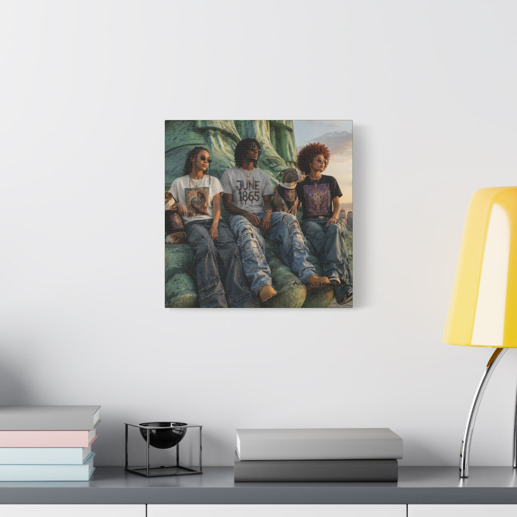 Retro Juneteenth Urban Portrait Matte Canvas Print — Stretched Wall Art