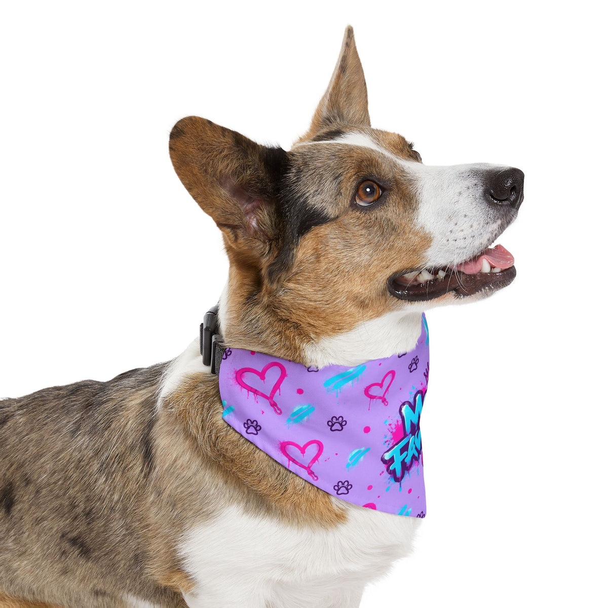 Mom's Favorite Pet Bandana Collar — Pink/Purple Hearts Dog & Cat Accessory