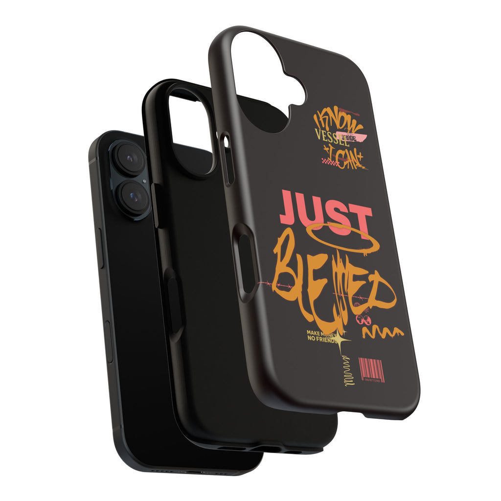 Phone Case — "Just Blessed" Bold Typographic Black Protective Case