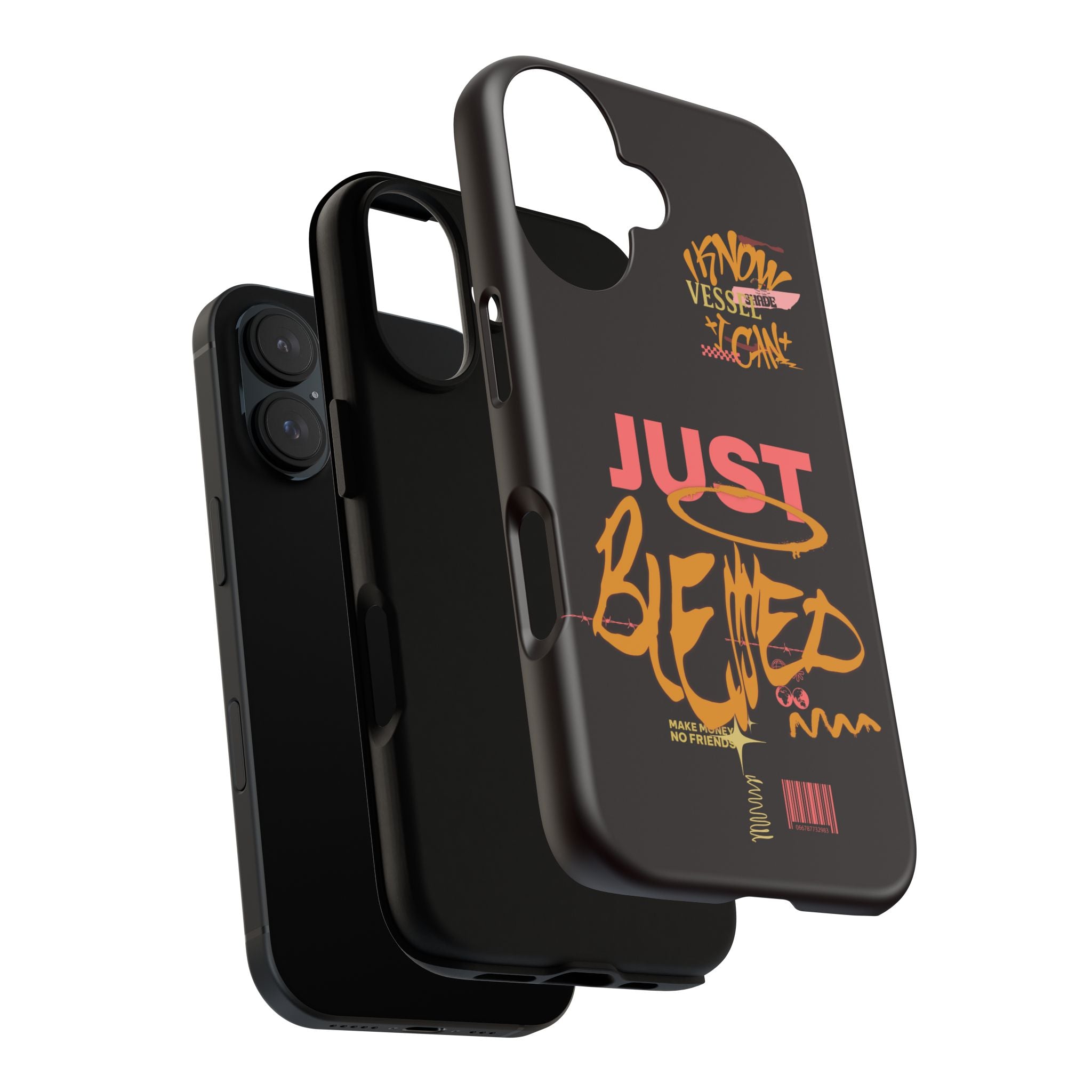 Phone Case — "Just Blessed" Bold Typographic Black Protective Case