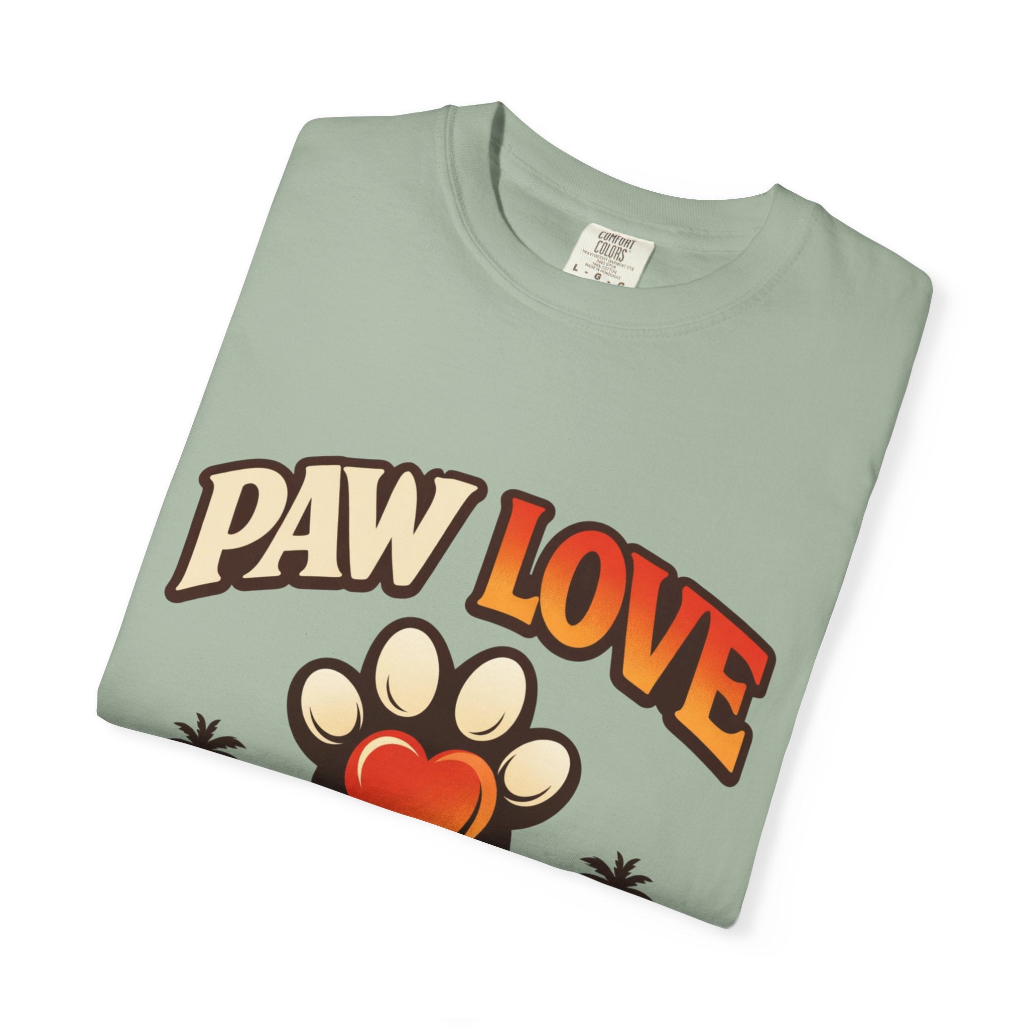 Paw Love T-Shirt — Retro Heart Paw Graphic Tee for Dog Lovers