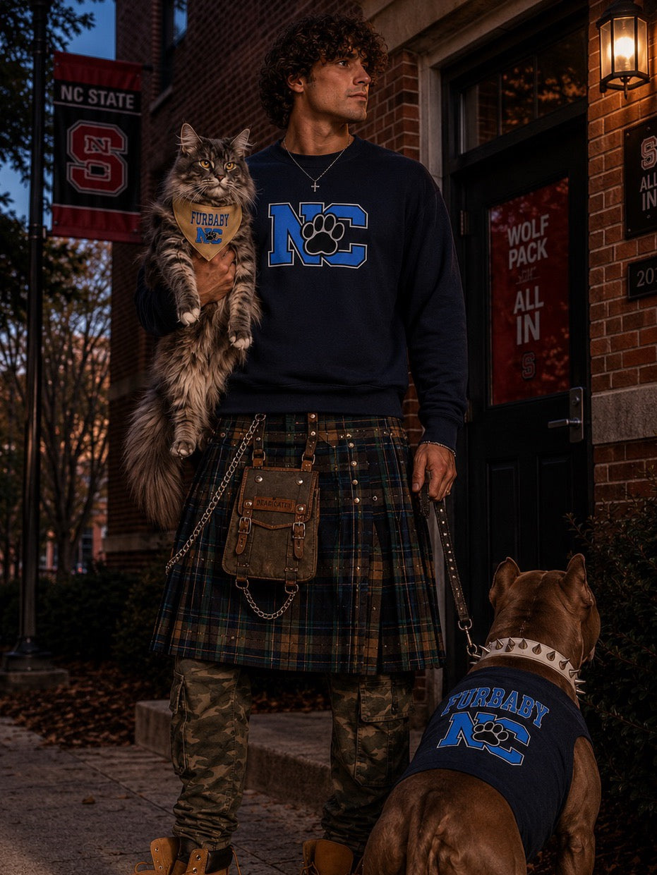 NC Paw Letterman Crewneck Sweatshirt —North Carolina Vintage School Spirit