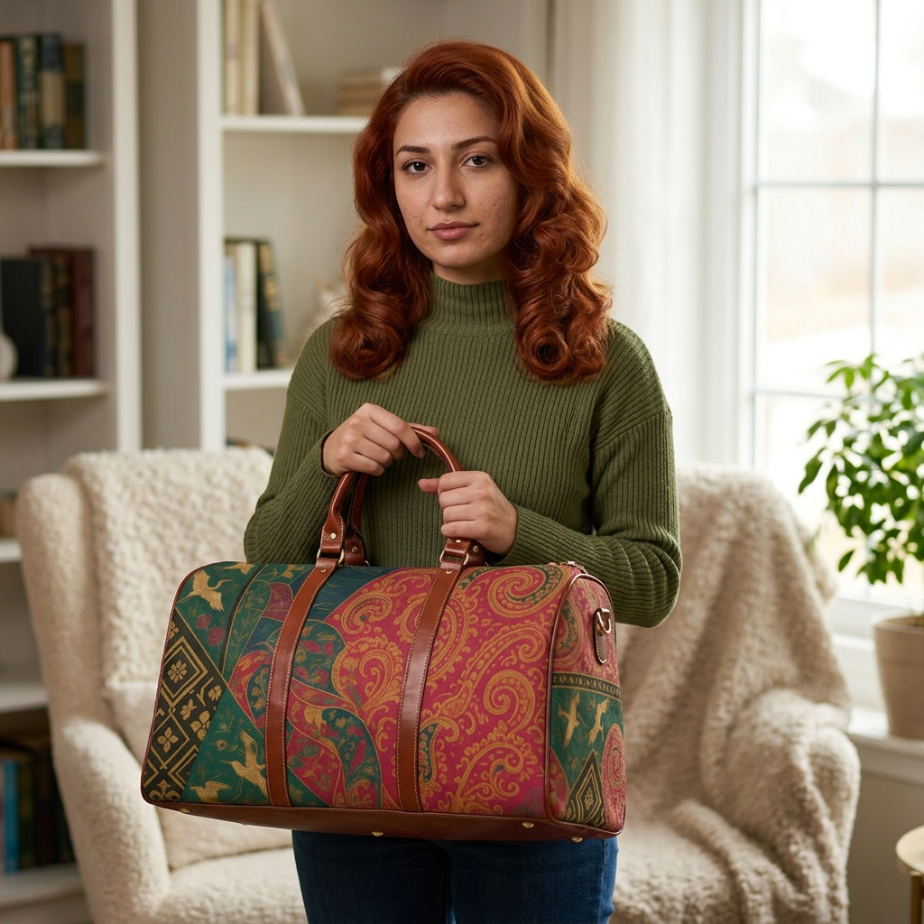 Vintage Floral Waterproof Travel Bag — Elegant Weekender Duffle