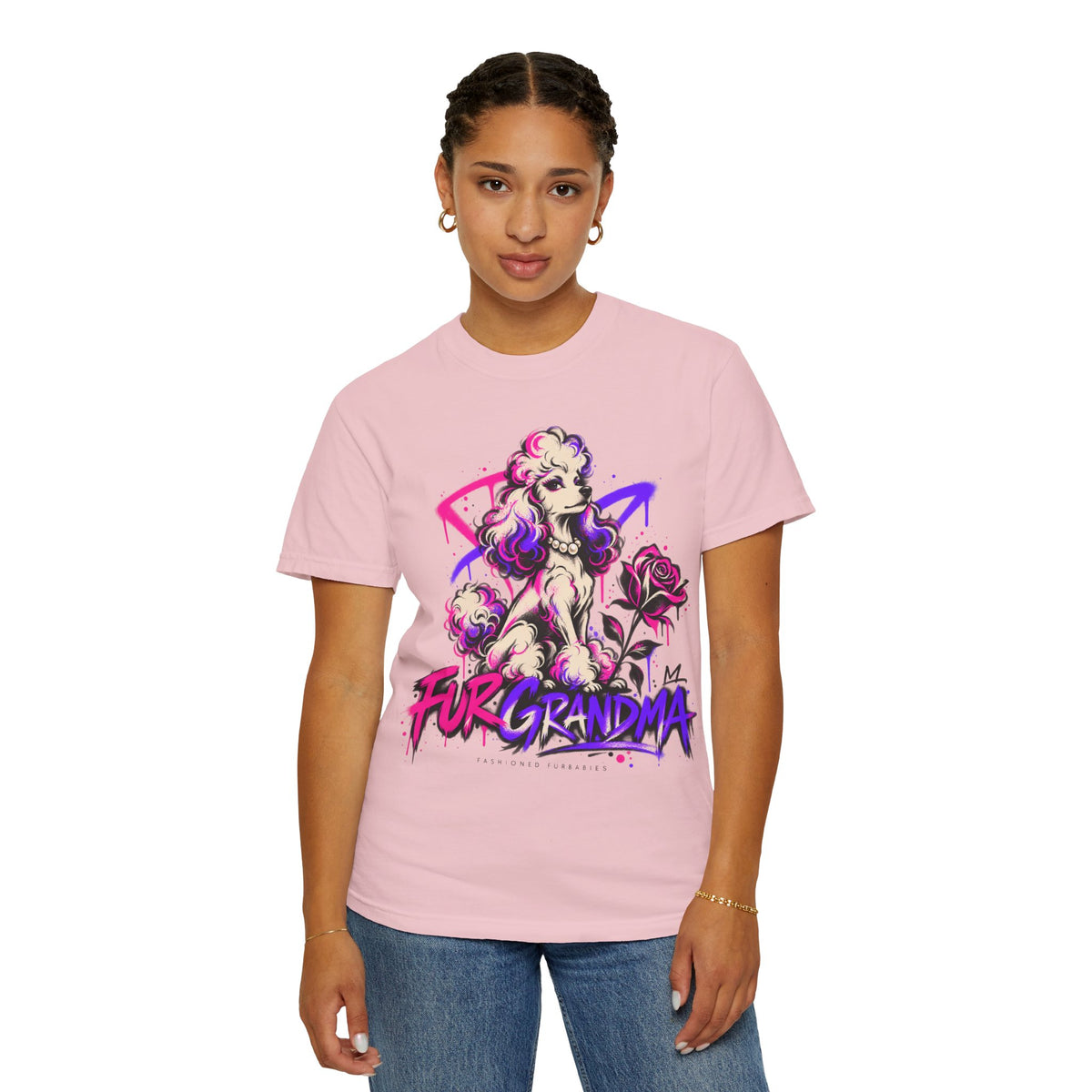 Poodle 'Fur Grandma' Graphic T-Shirt — Retro Neon Pet Lover Tee