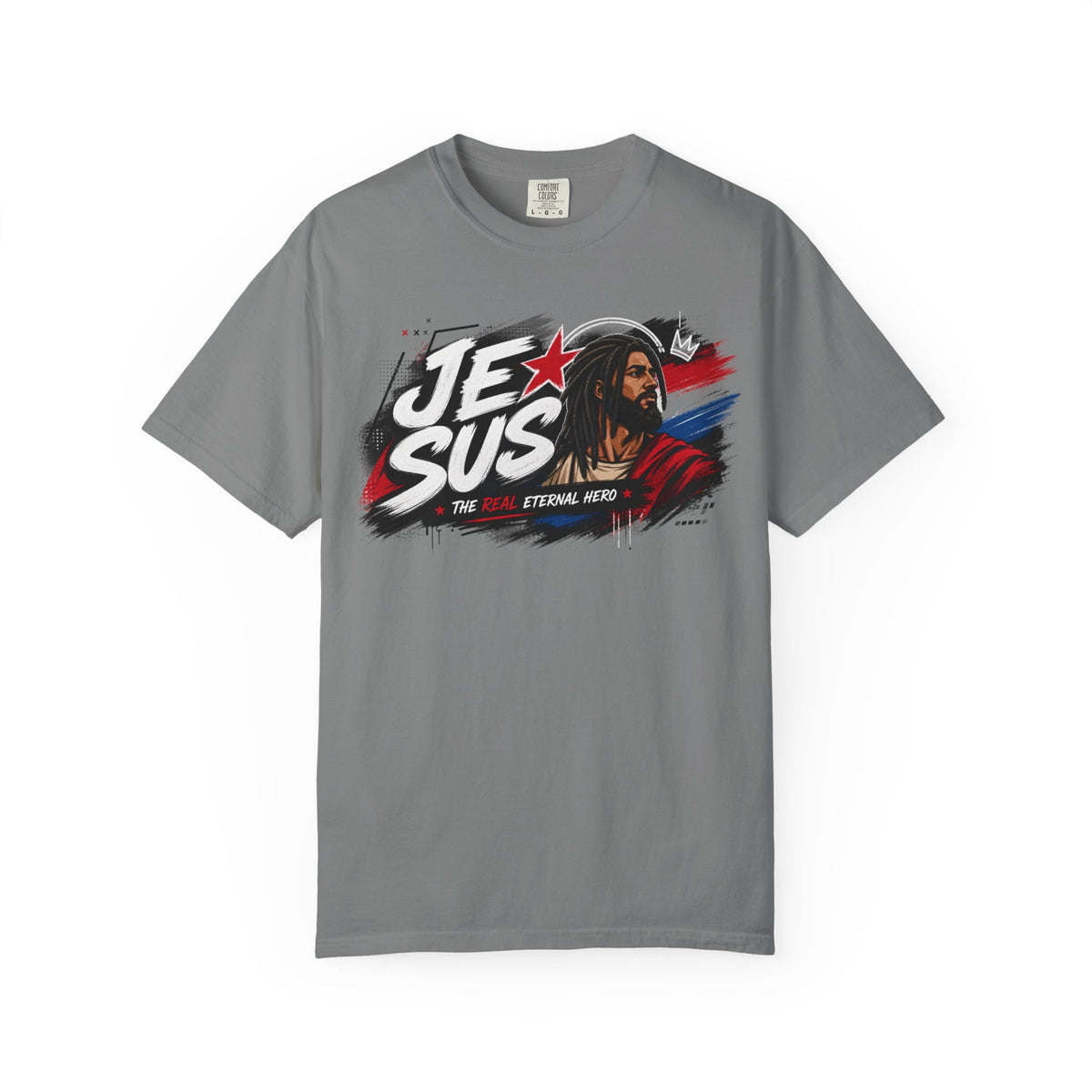 Jesus Retro Graphic T-Shirt — “J.E.SUS The Real Eternal Hero” Christian Vintage Tee