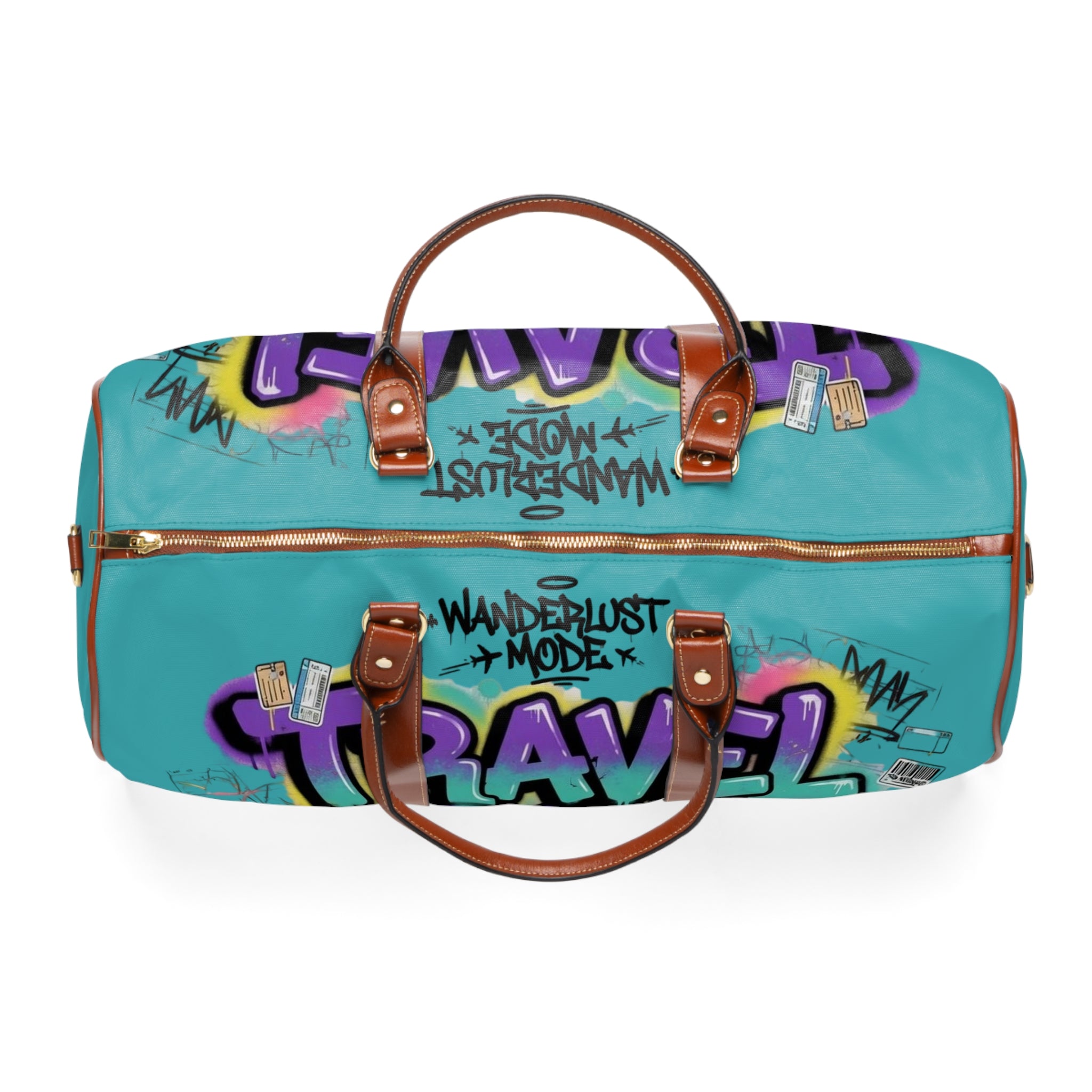 Graffiti 'Travel, Pet, Repeat' Waterproof Travel Bag