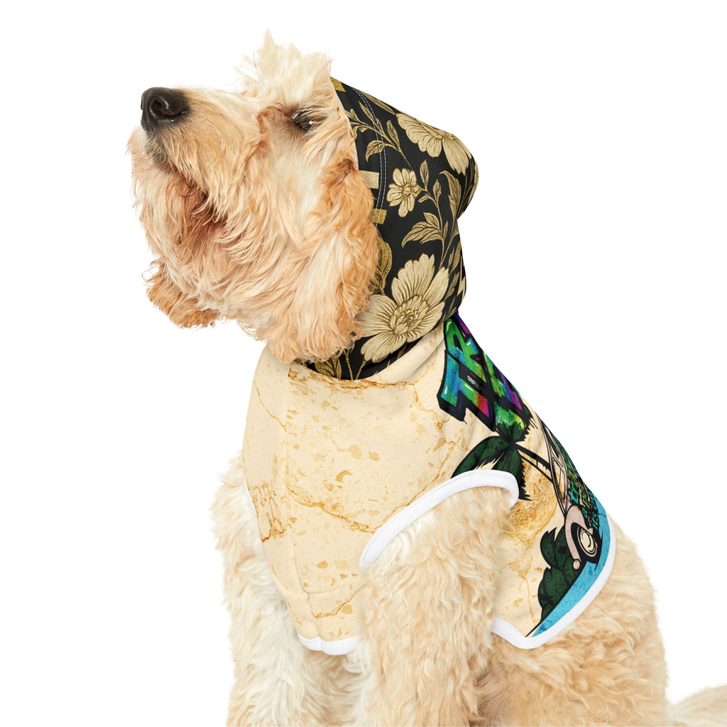 Dog Hoodie Sleeveless Sweatshirt - I Will Tear Your Ankles Up - Black and Gold Lettering