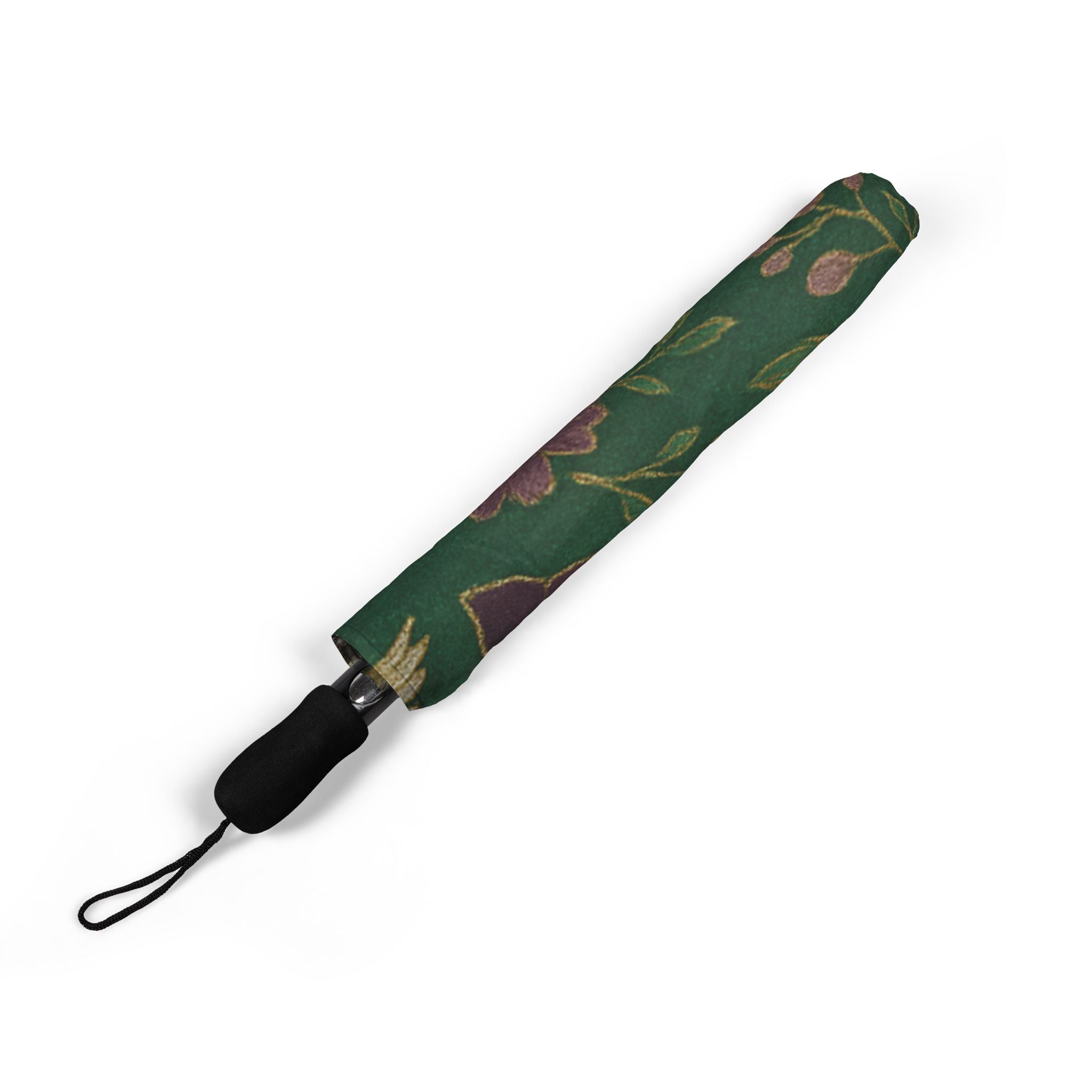 Foldable Umbrella — Vintage Crane & Floral Print, Compact Semi-Automatic Travel Umbrella
