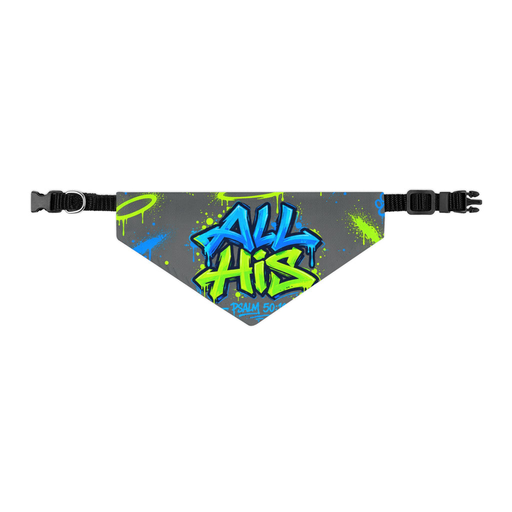 Graffiti "All His" Pet Bandana Collar - Neon Street Style Dog & Cat Accessory