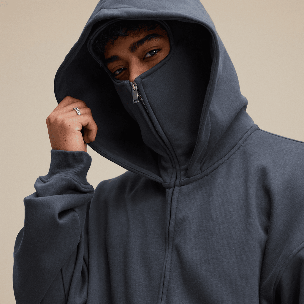 Doberman Windproof Sports Zip-up Hoodie with Built-in Face Mask