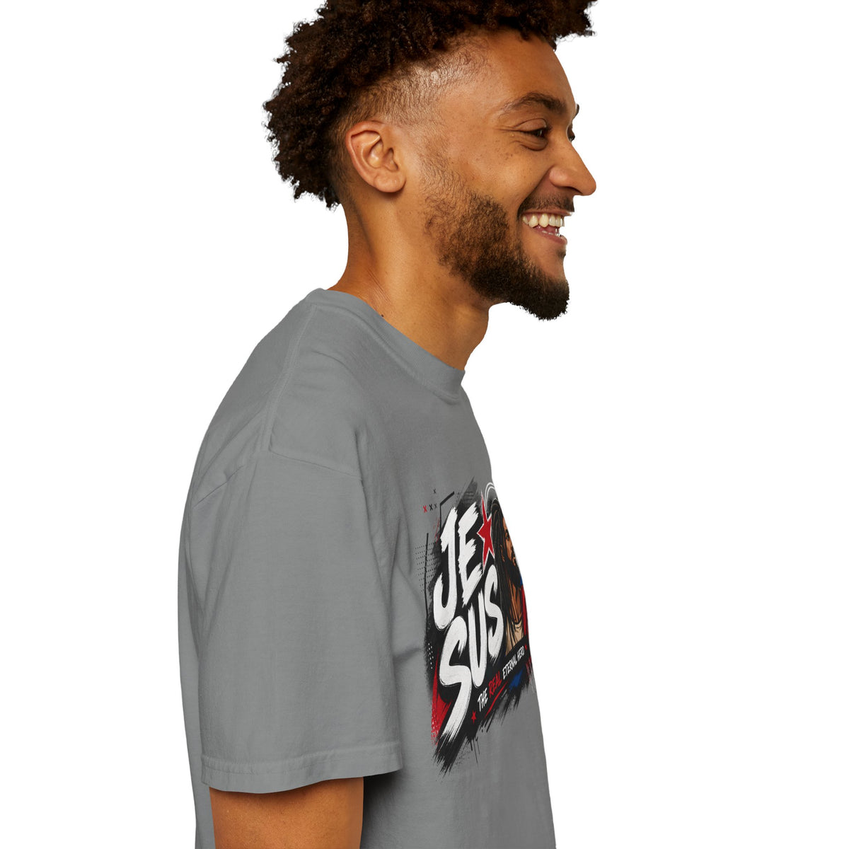 Jesus Retro Graphic T-Shirt — “J.E.SUS The Real Eternal Hero” Christian Vintage Tee