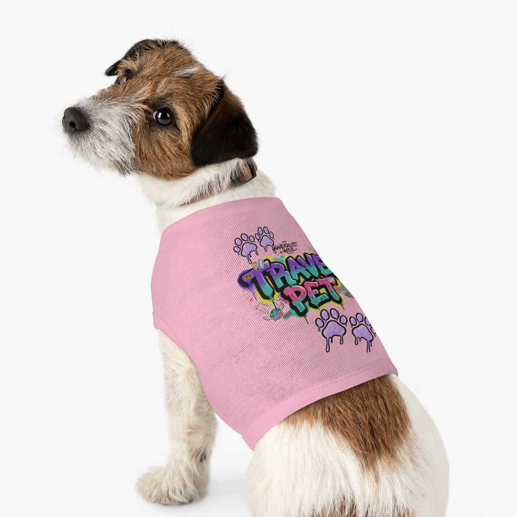 Graffiti Paw Print Travel Pet Tank Top — Trendy Street-Style Dog Shirt Matching Human Shirt