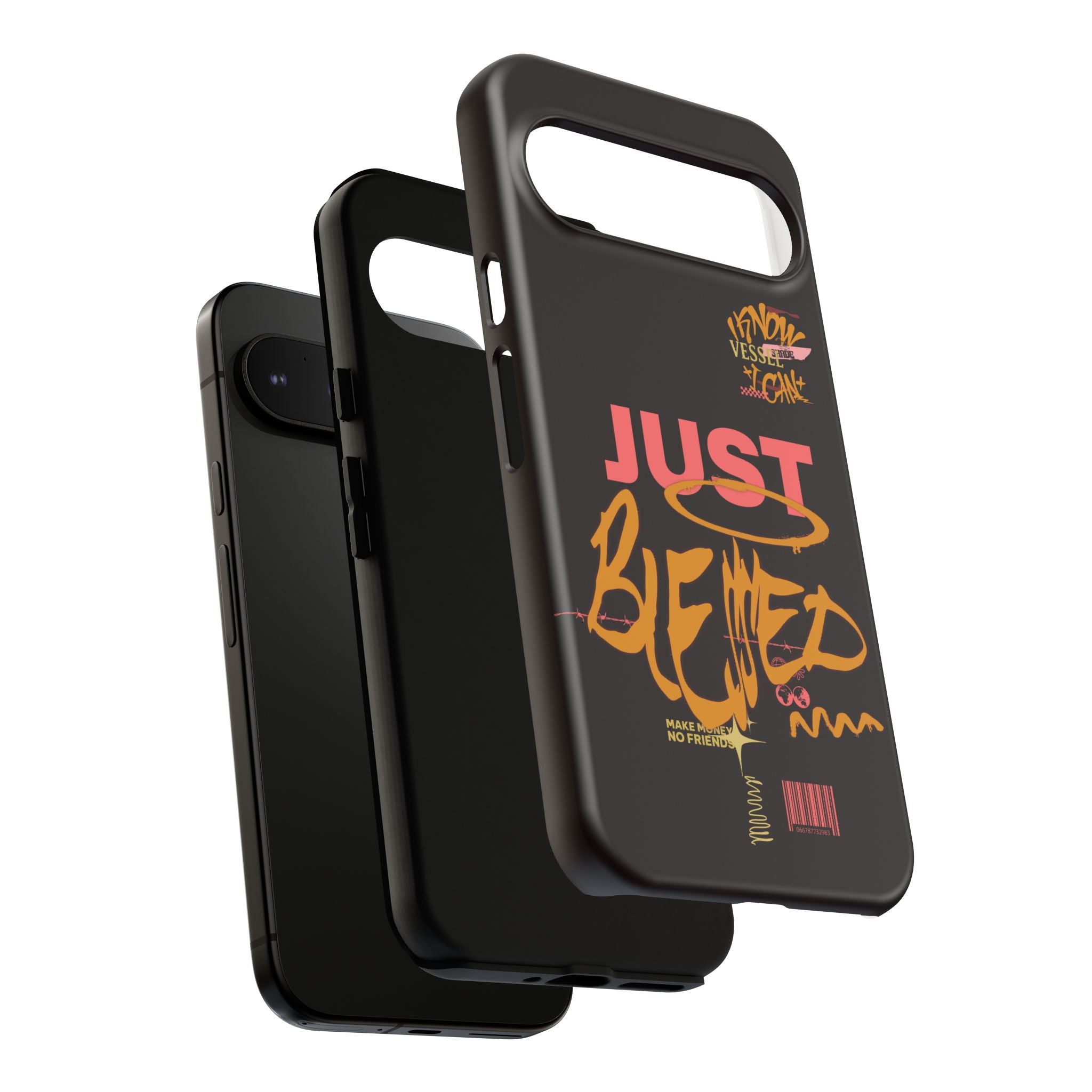 Phone Case — "Just Blessed" Bold Typographic Black Protective Case