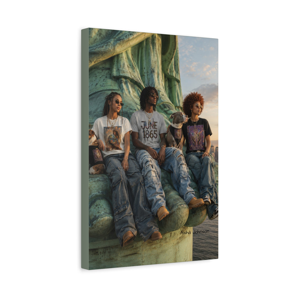 Retro Juneteenth Urban Portrait Matte Canvas Print — Stretched Wall Art