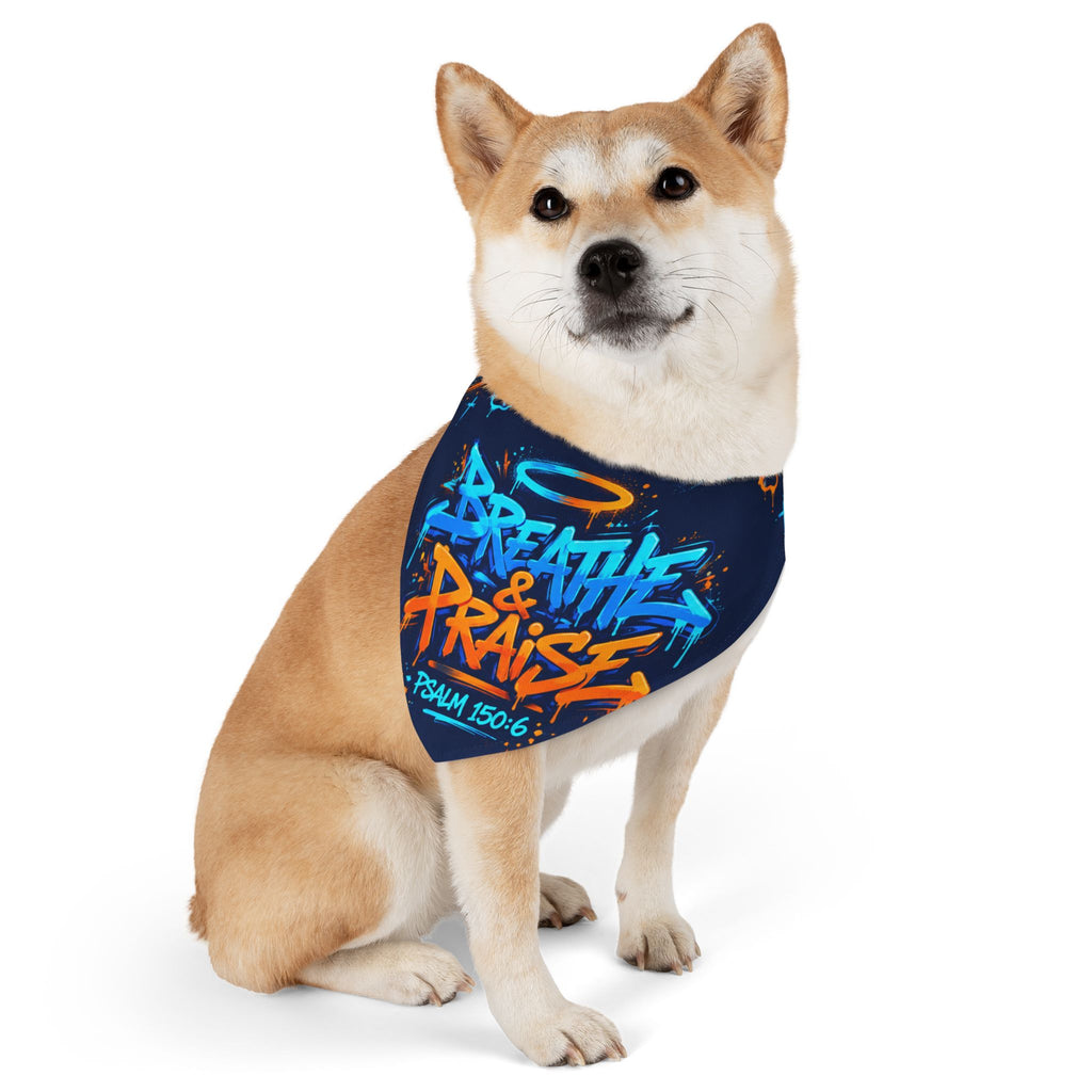 Pet Bandana — “Breathe & Praise” Blue Soundwave Collar Bandana