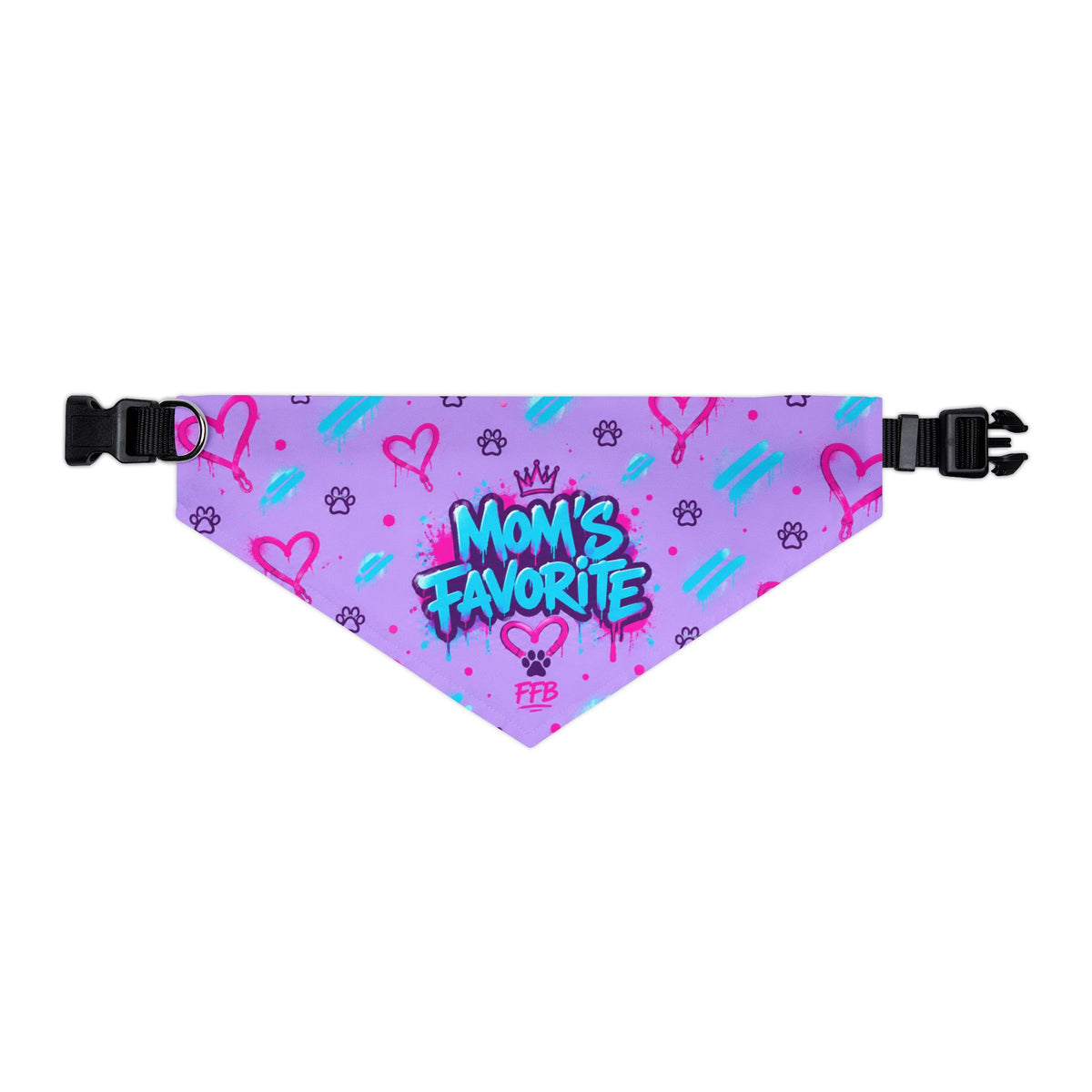 Mom's Favorite Pet Bandana Collar – Pink & Purple Hearts