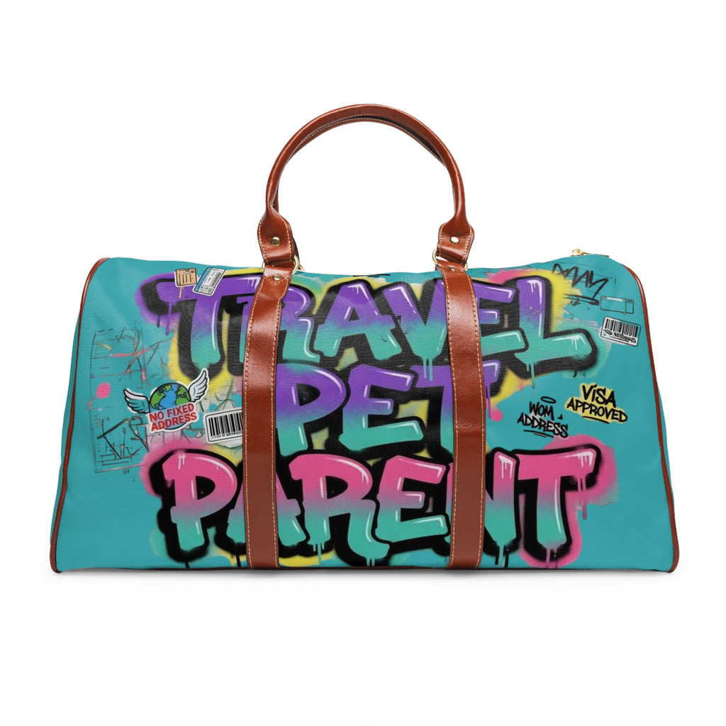 Graffiti 'Travel, Pet, Repeat' Waterproof Travel Bag