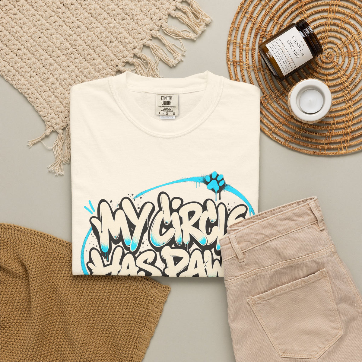 My Circle Has Paws Graffiti T-Shirt — Cute Pet Lover Tee