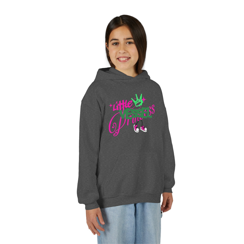 Youth Hoodie — “Little Vessels” Princess Christian Kids Sweatshirt (Mark 9:23, All Things Possible)