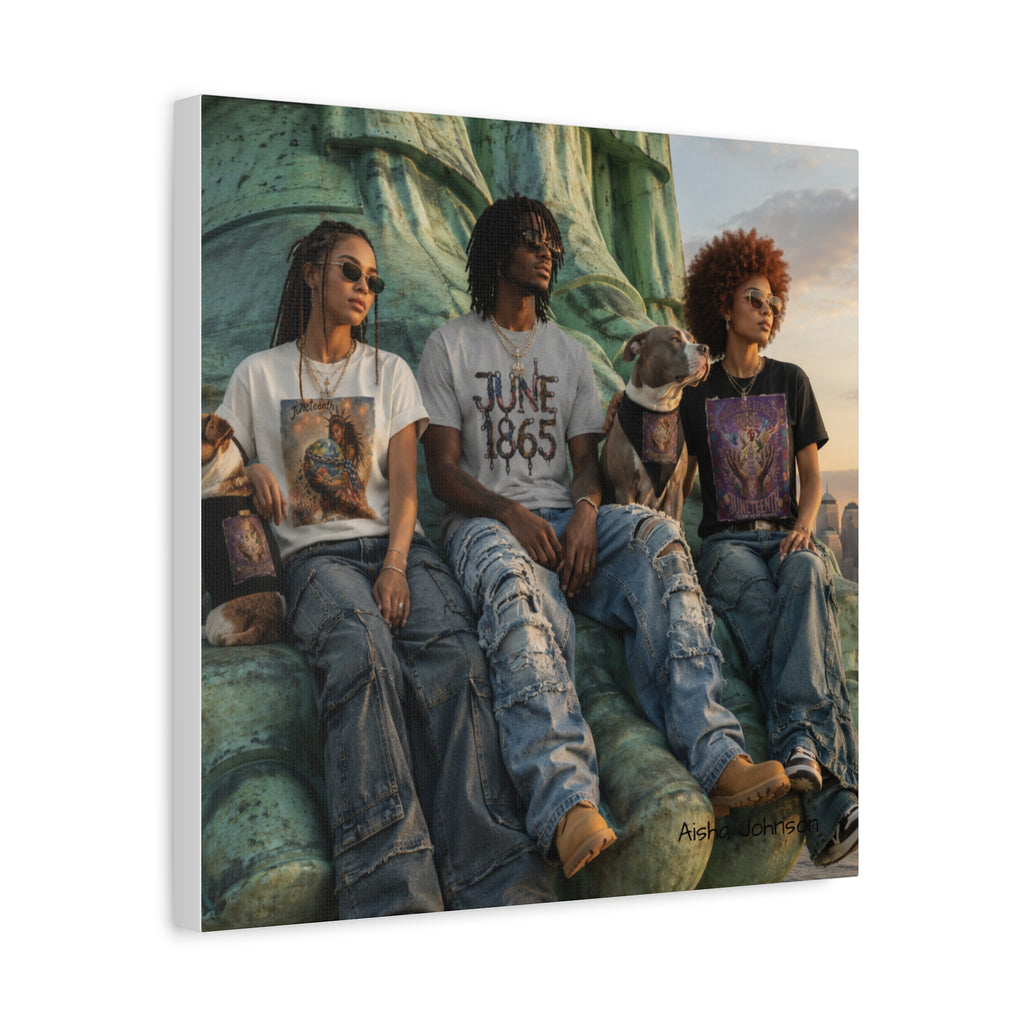 Retro Juneteenth Urban Portrait Matte Canvas Print — Stretched Wall Art