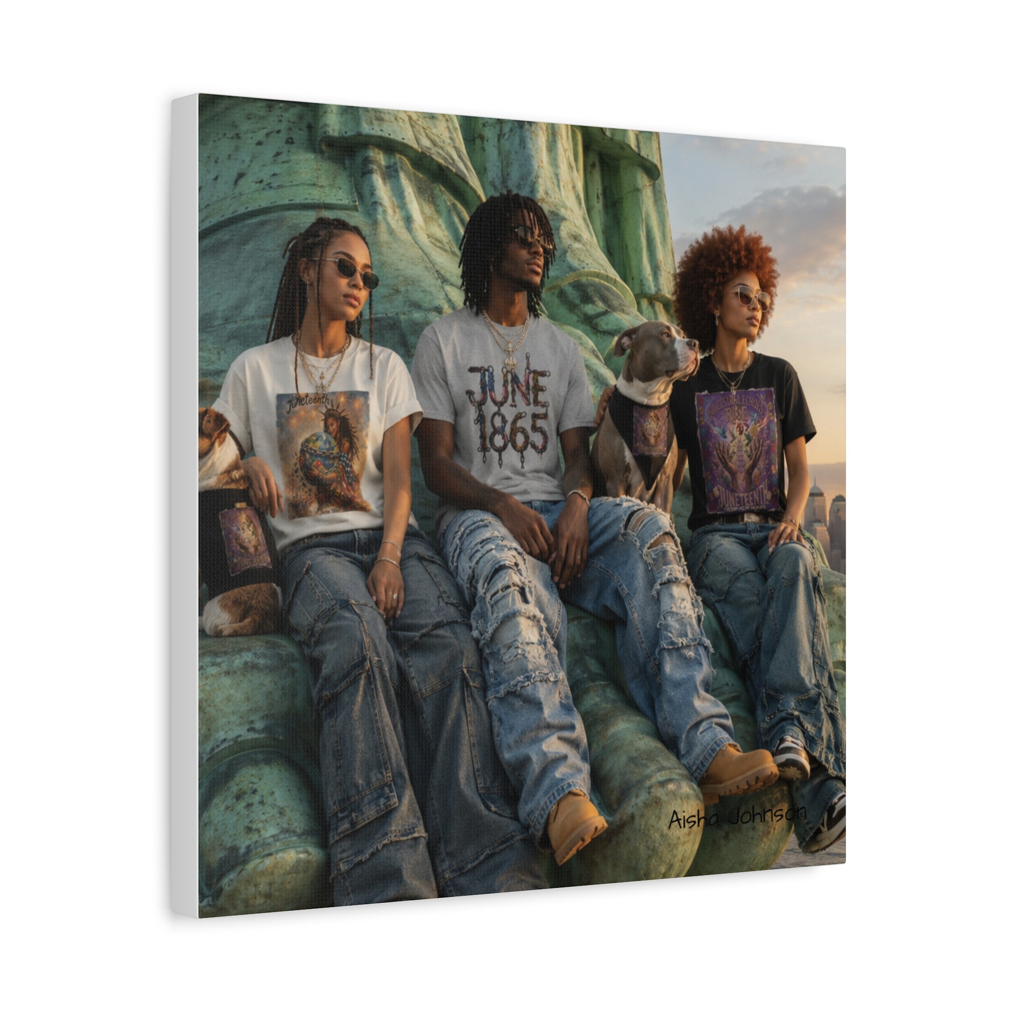 Retro Juneteenth Urban Portrait Matte Canvas Print — Stretched Wall Art