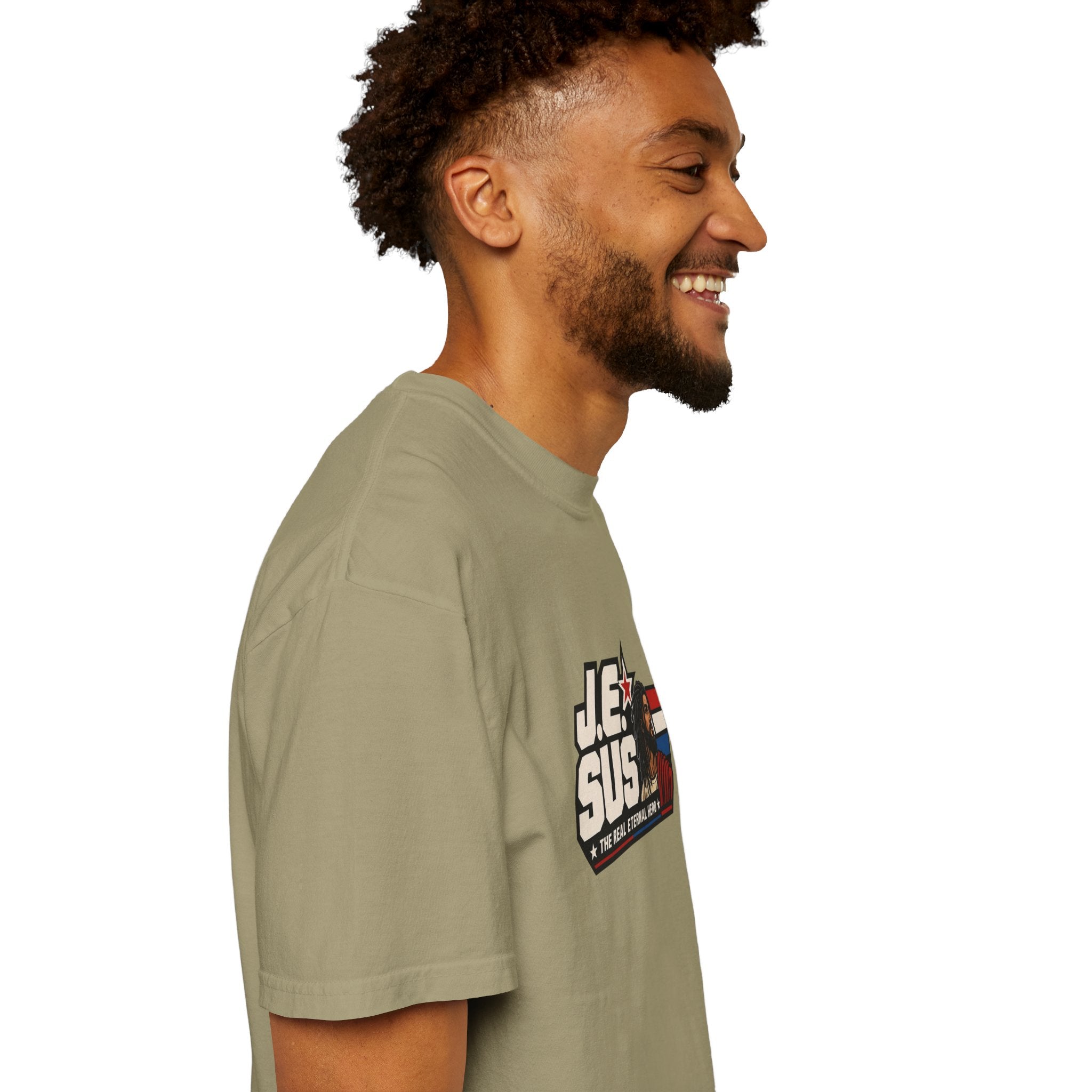Jesus Retro Graphic T-Shirt — “J.E.SUS The Real Eternal Hero” Christian Vintage Tee