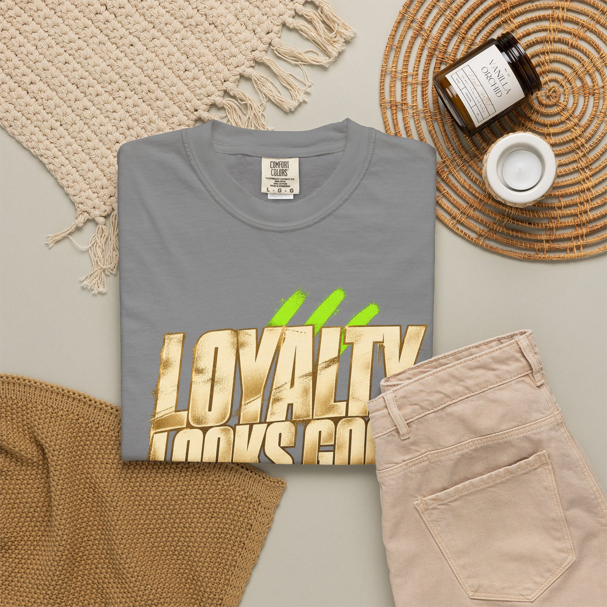 Loyalty Looks Good T-Shirt — Bold Gold Script Streetwear Tee